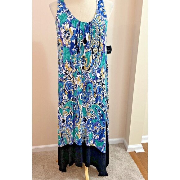 Ellen Tracy Women's Floral Maxi Dress Size S Halter Shark Bite Hem Stretch Boho - Picture 1 of 16